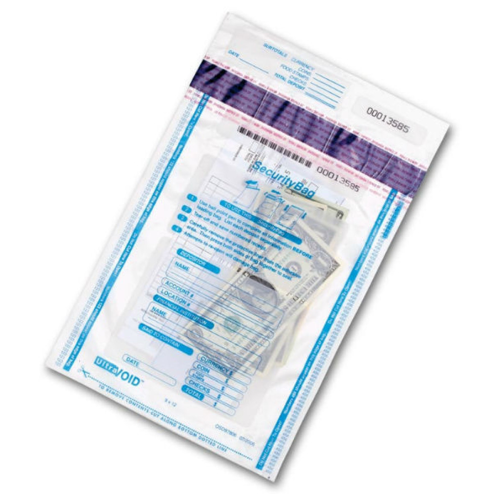  Tamper-Evident Cash Deposit Bags - 9 x 12 - Deposit Slips  - Business Checks  