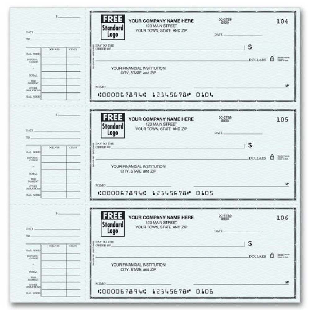 End-Stub Personal Checks 