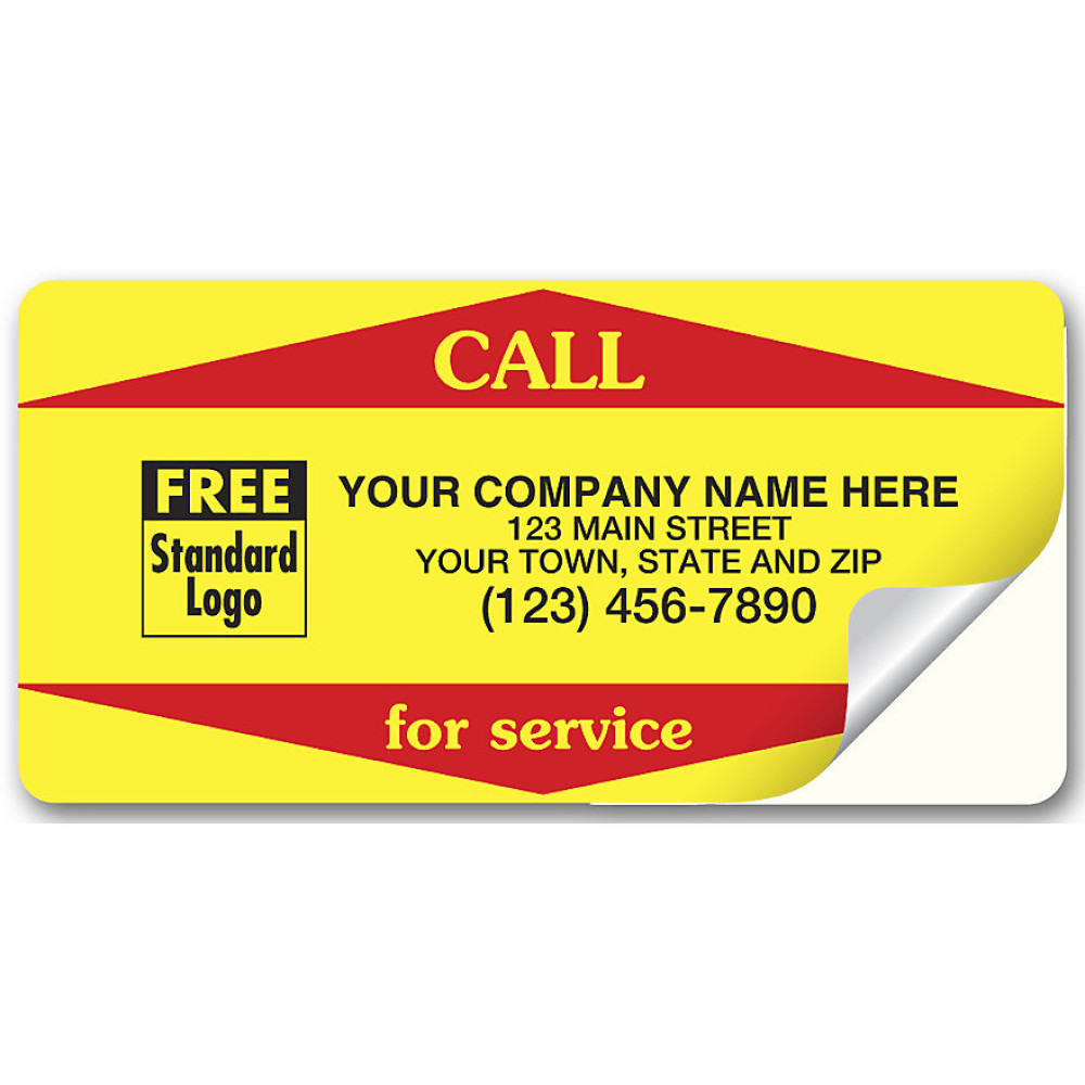 Call For Service Weather-Resistant Labels, Yellow 