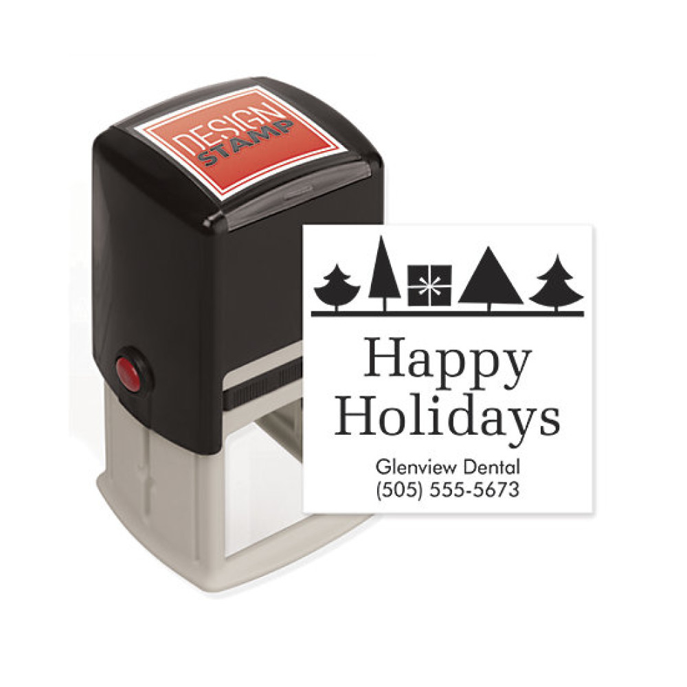 Holiday Trees & Gift Design Stamp - Self-Inking 