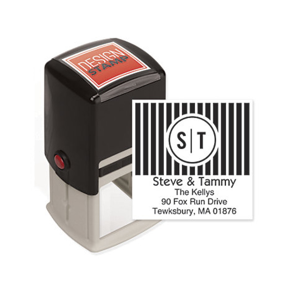 Bold Bars Monogram Design Stamp - Self-Inking 